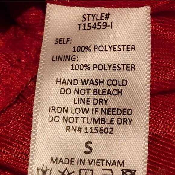 🔹️Lush Red Floral & Metallic Gold Print Blouse Small - Picture 14 of 14